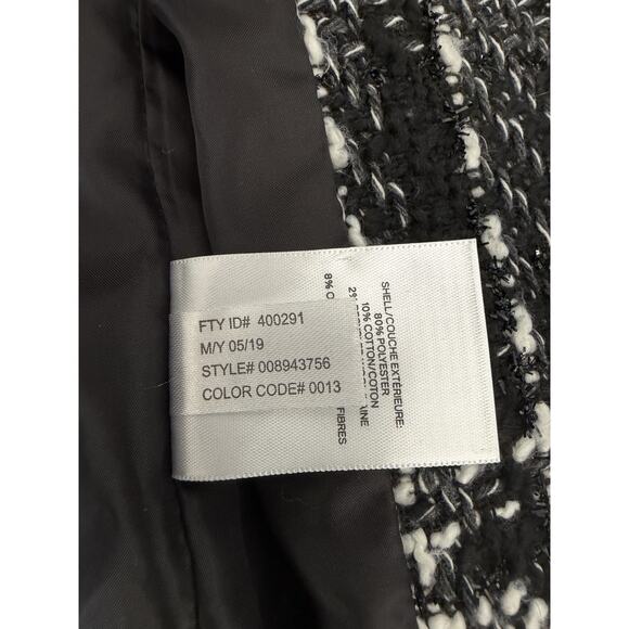 EXPRESS Plaid Tweed Boucle 1 Button Woven Coat Jacket Women Black White Small - Picture 8 of 10